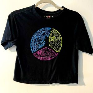 Air Jordan Shirt Girls Youth M Short Sleeve Logo Cropped Crop Jumpman Crop 10-12